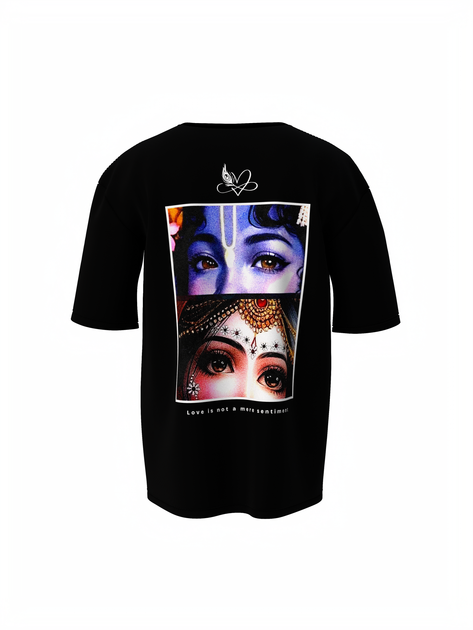 Radhe Krishna Spiritual Black Unisex Oversized T-Shirt