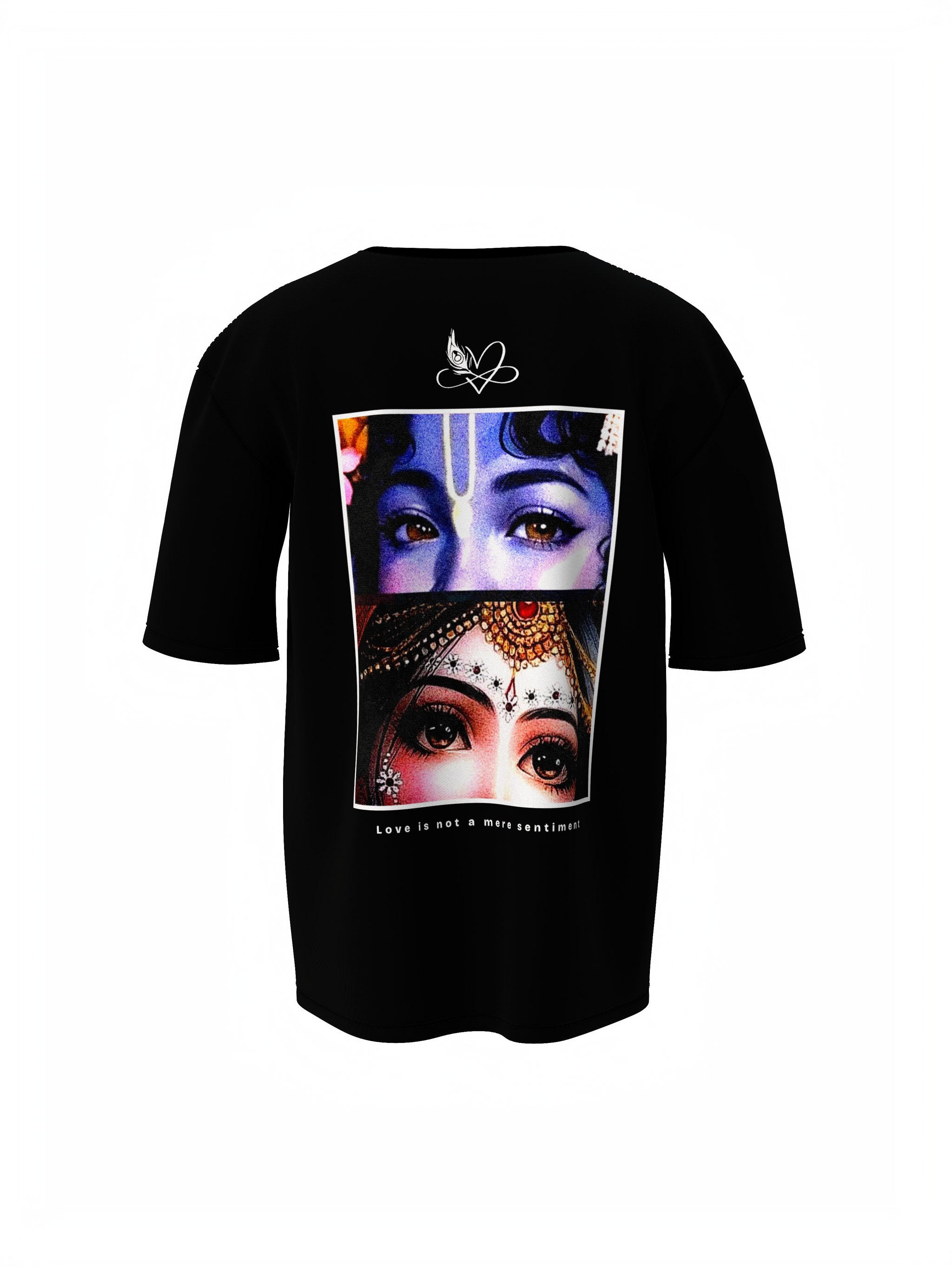 Radhe Krishna Spiritual Black Unisex Oversized T-Shirt