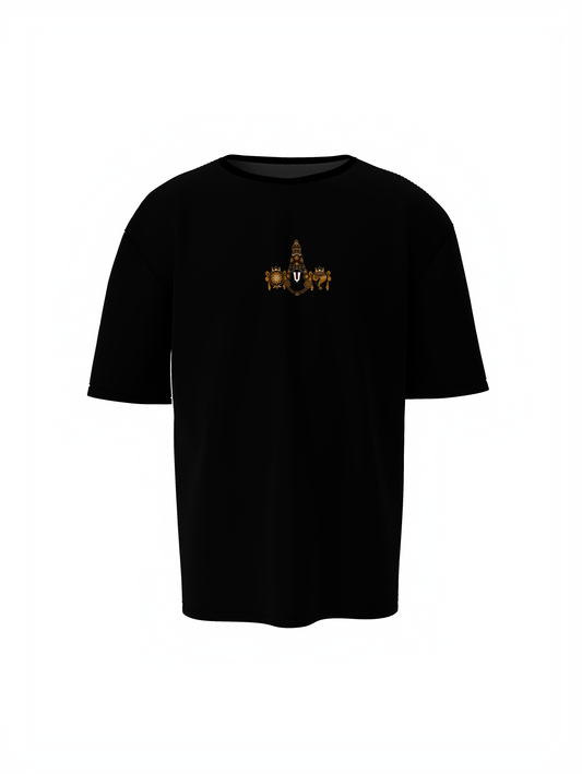 tirupati Balaji Black Spiritual Unisex Oversized T-Shirt