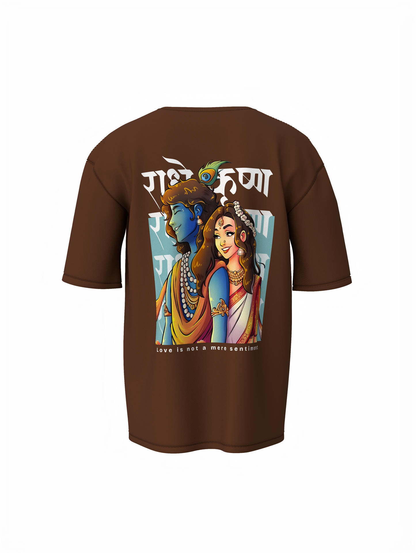 Radharani & Madhava Spiritual Brown Unisex Oversized T-Shirt