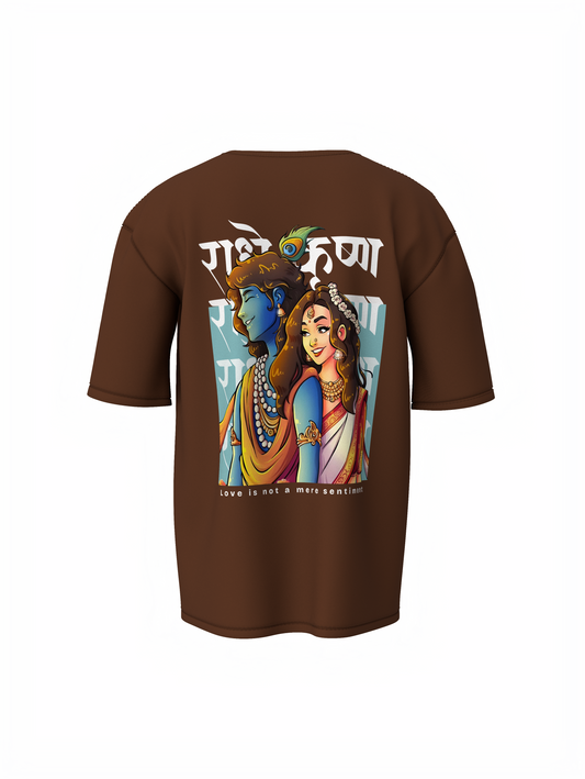 Radharani & Madhava Spiritual Brown Unisex Oversized T-Shirt