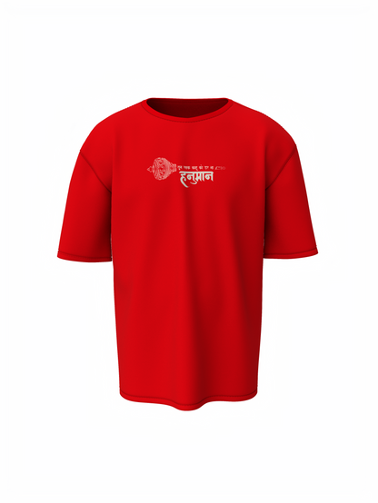 Rakshak Hanuman Oversized T-Shirt Red Spiritual Unisex Wear