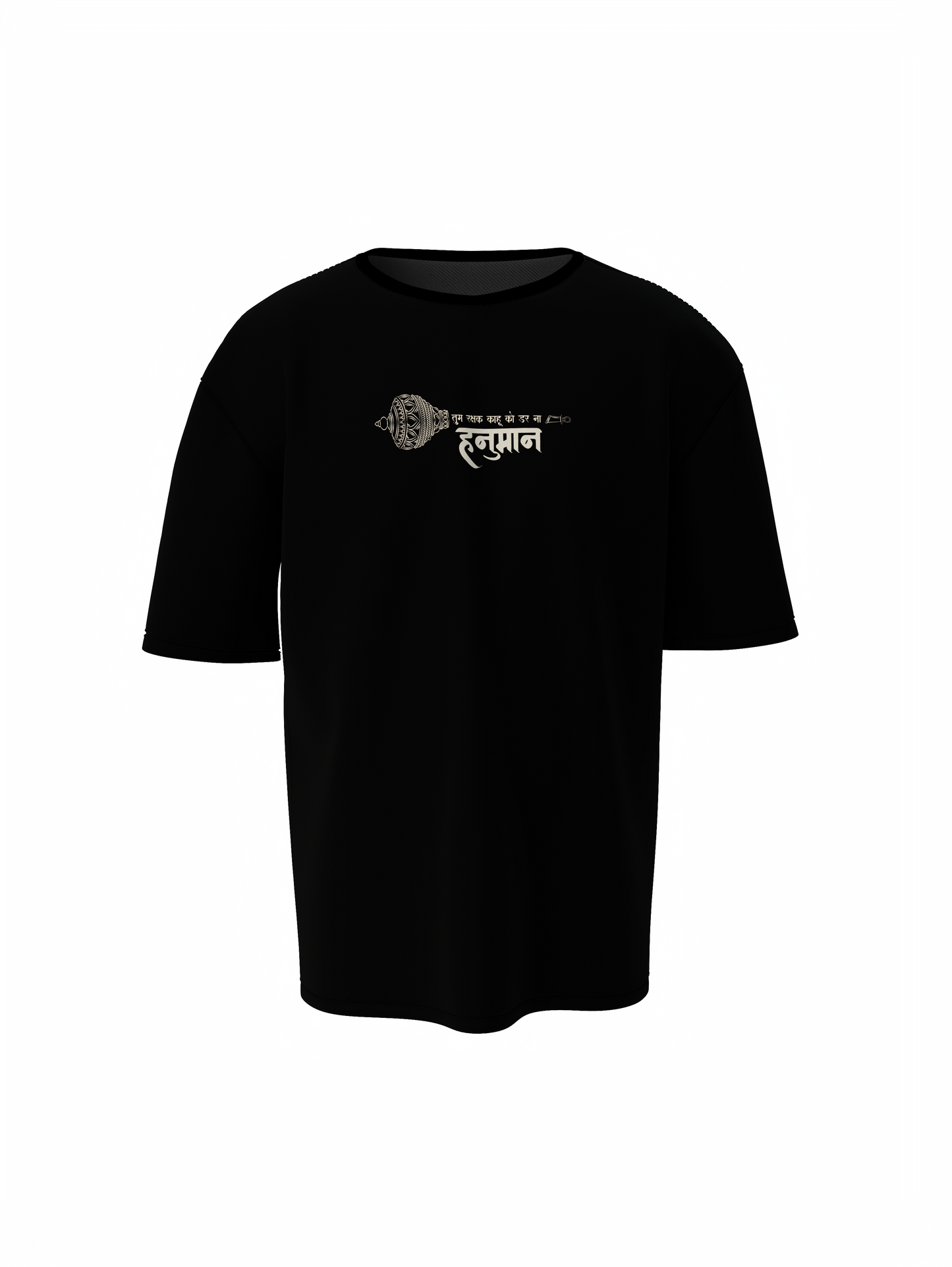 Rakshak Hanuman Spiritual Black Oversized Unisex T-Shirt