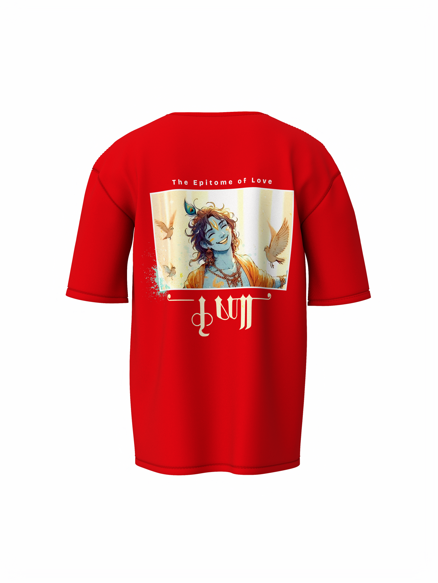 Kanha Spiritual Red Unisex Oversized T-Shirt Bold & Peaceful