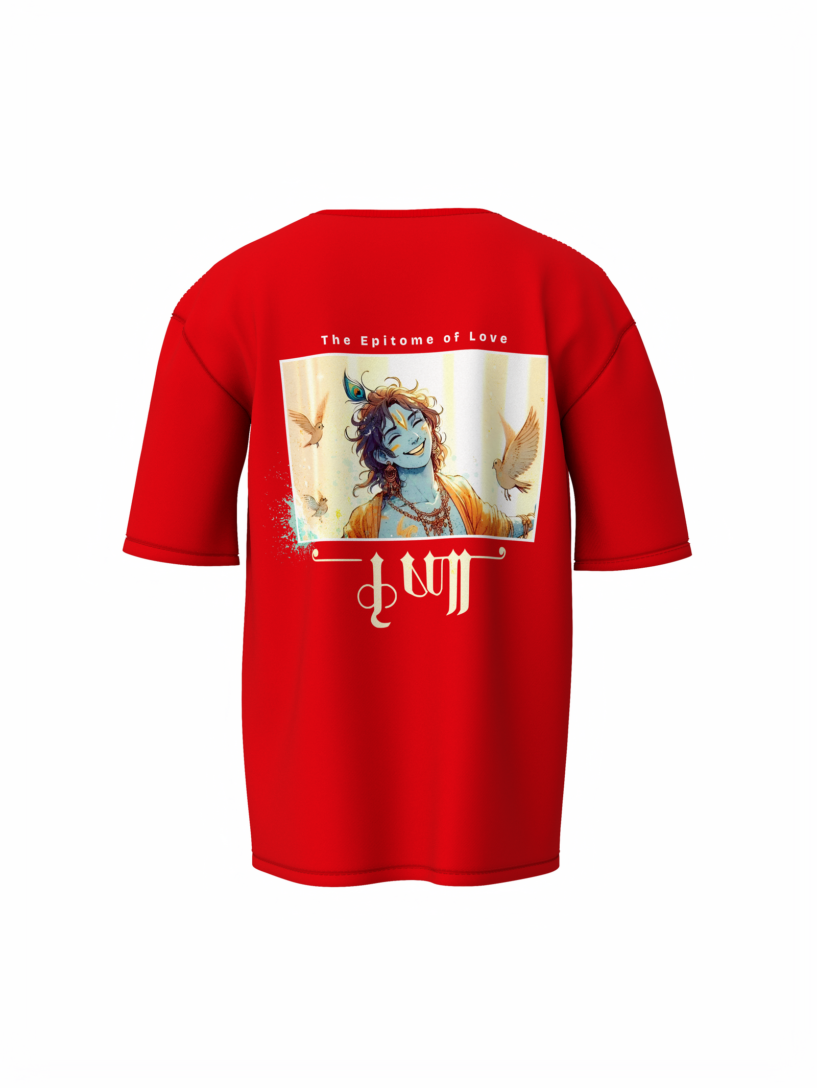 Kanha Spiritual Red Unisex Oversized T-Shirt Bold & Peaceful