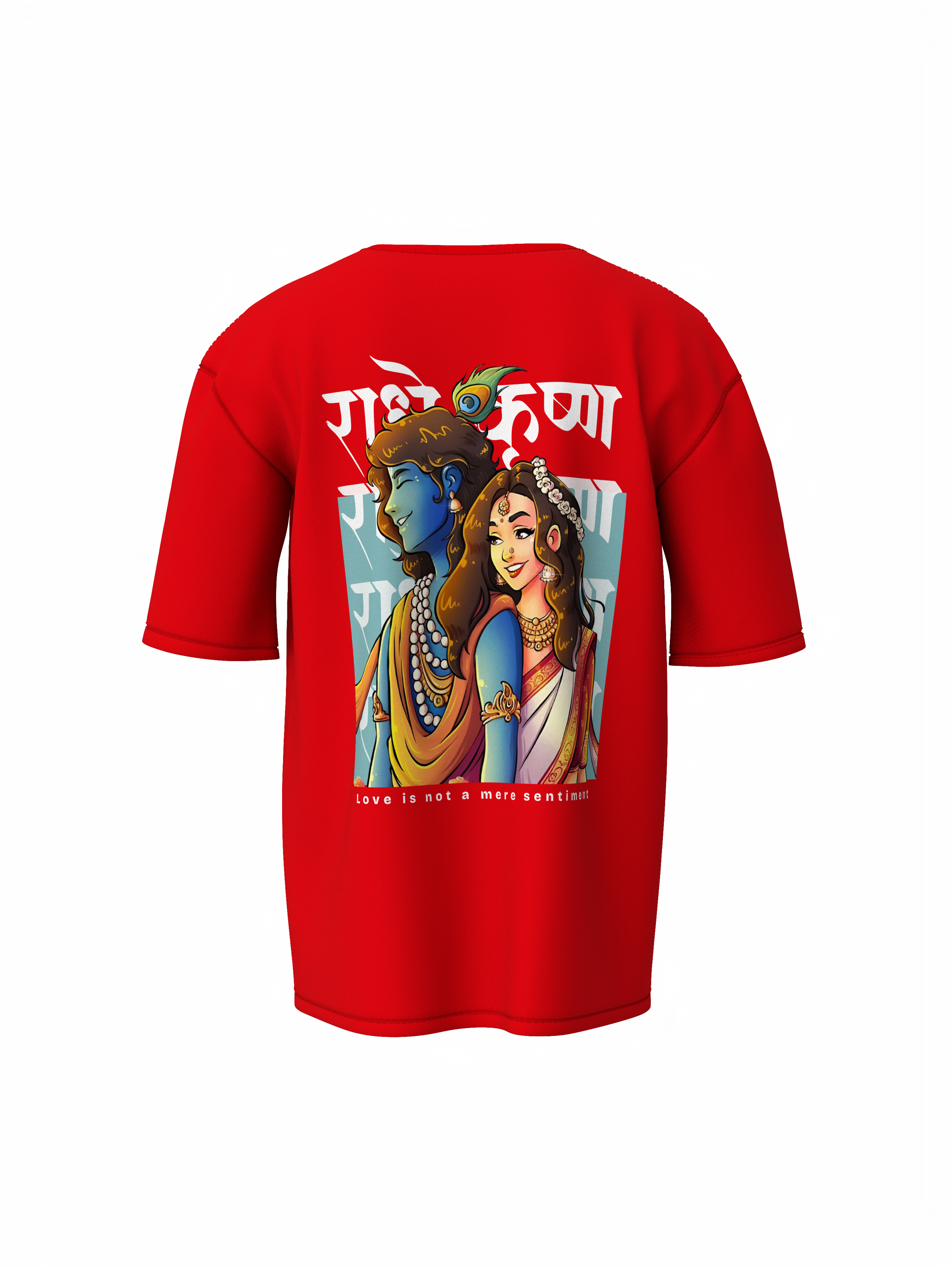 Radharani & Madhava Spiritual Red Unisex Oversized T-Shirt
