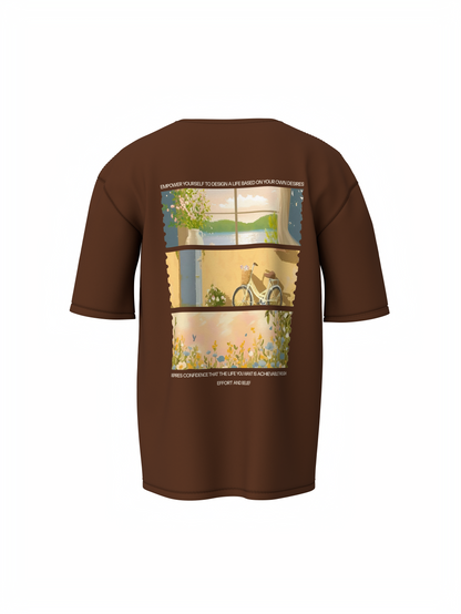 Nature Vibes Unisex Brown Oversized T-Shirt – Stylish & Comfy