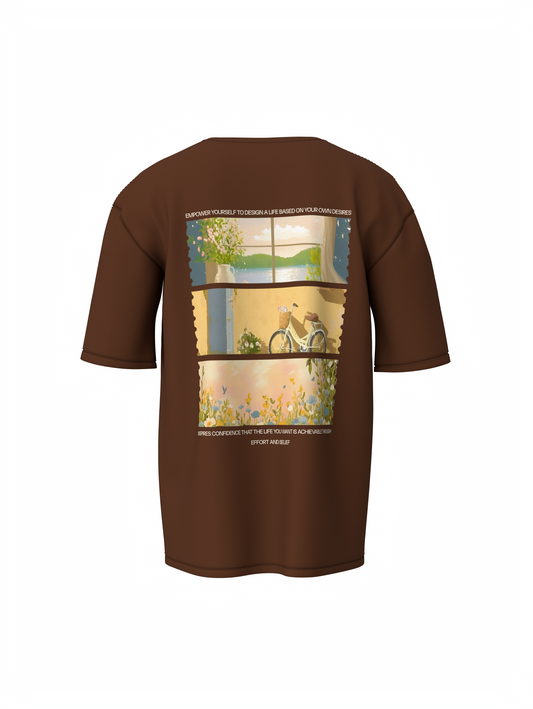 Nature Vibes Unisex Brown Oversized T-Shirt