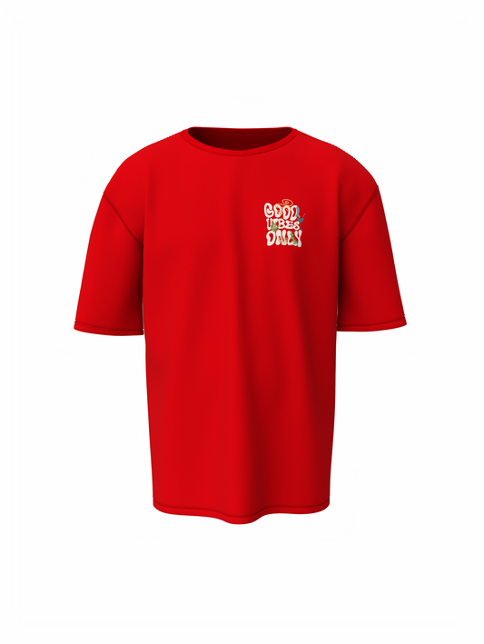 Nature Vibes Unisex Red Oversized T-Shirt – Bold & Stylish