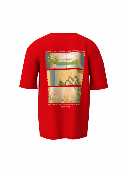 Nature Vibes Unisex Red Oversized T-Shirt – Bold & Stylish