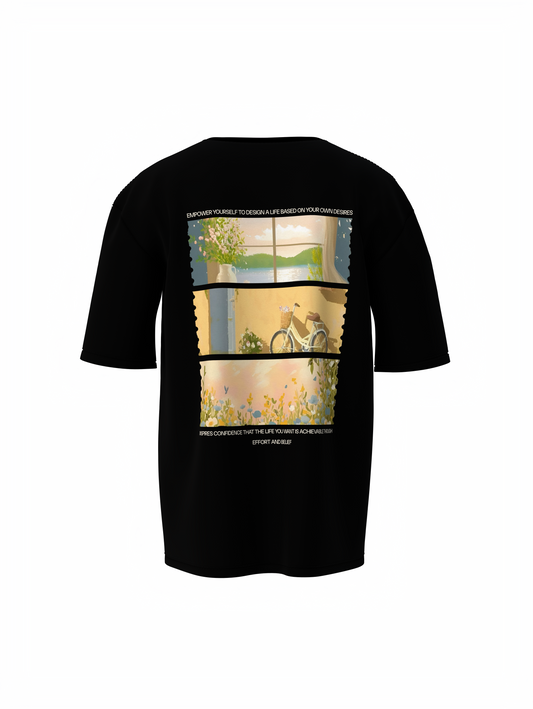 Nature Vibes Unisex Black Oversized T-Shirt – Bold & Trendy