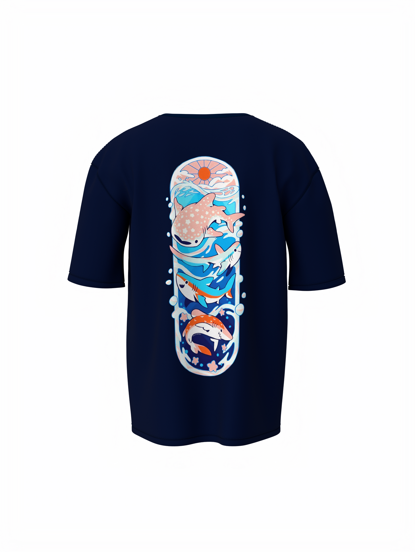 Fish Graphic Unisex Blue Oversized T-Shirt Trendy Style