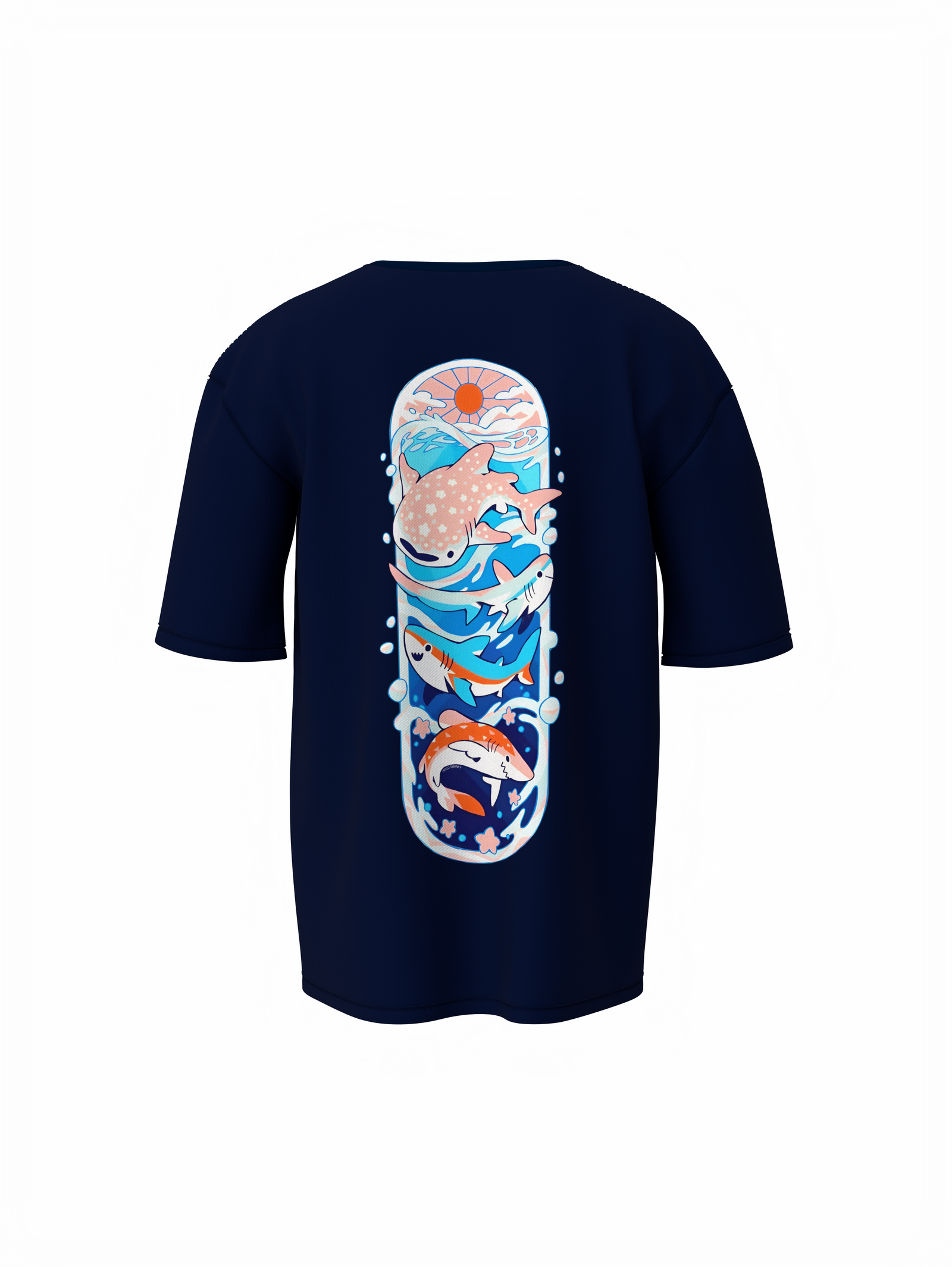 Fish Graphic Unisex Blue Oversized T-Shirt Trendy Style