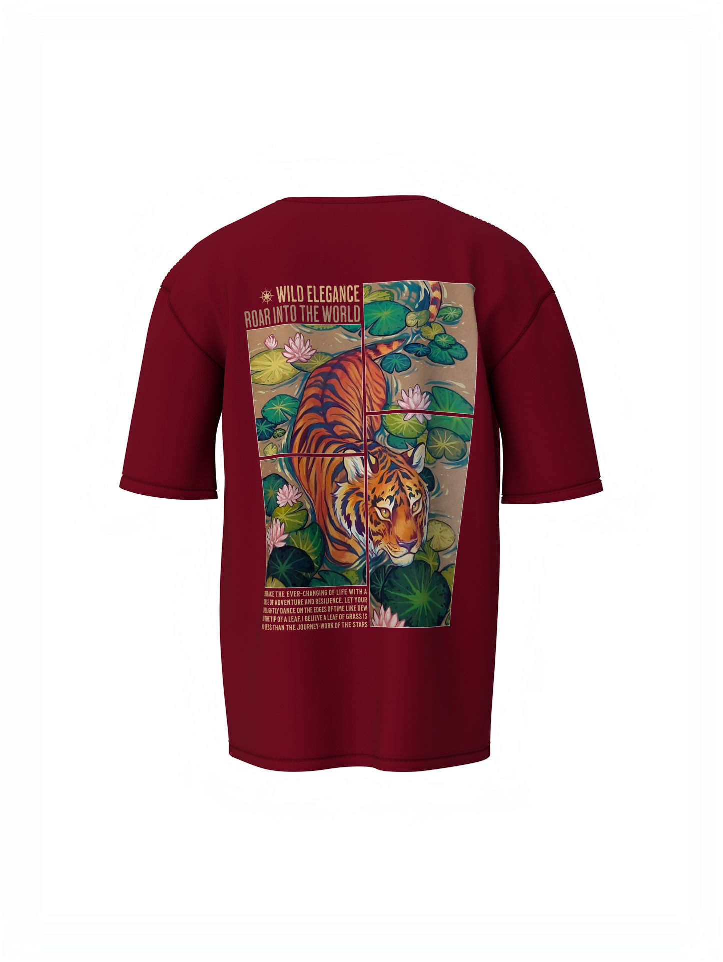 Dive Into The Wild Unisex Maroon Oversized T-Shirt