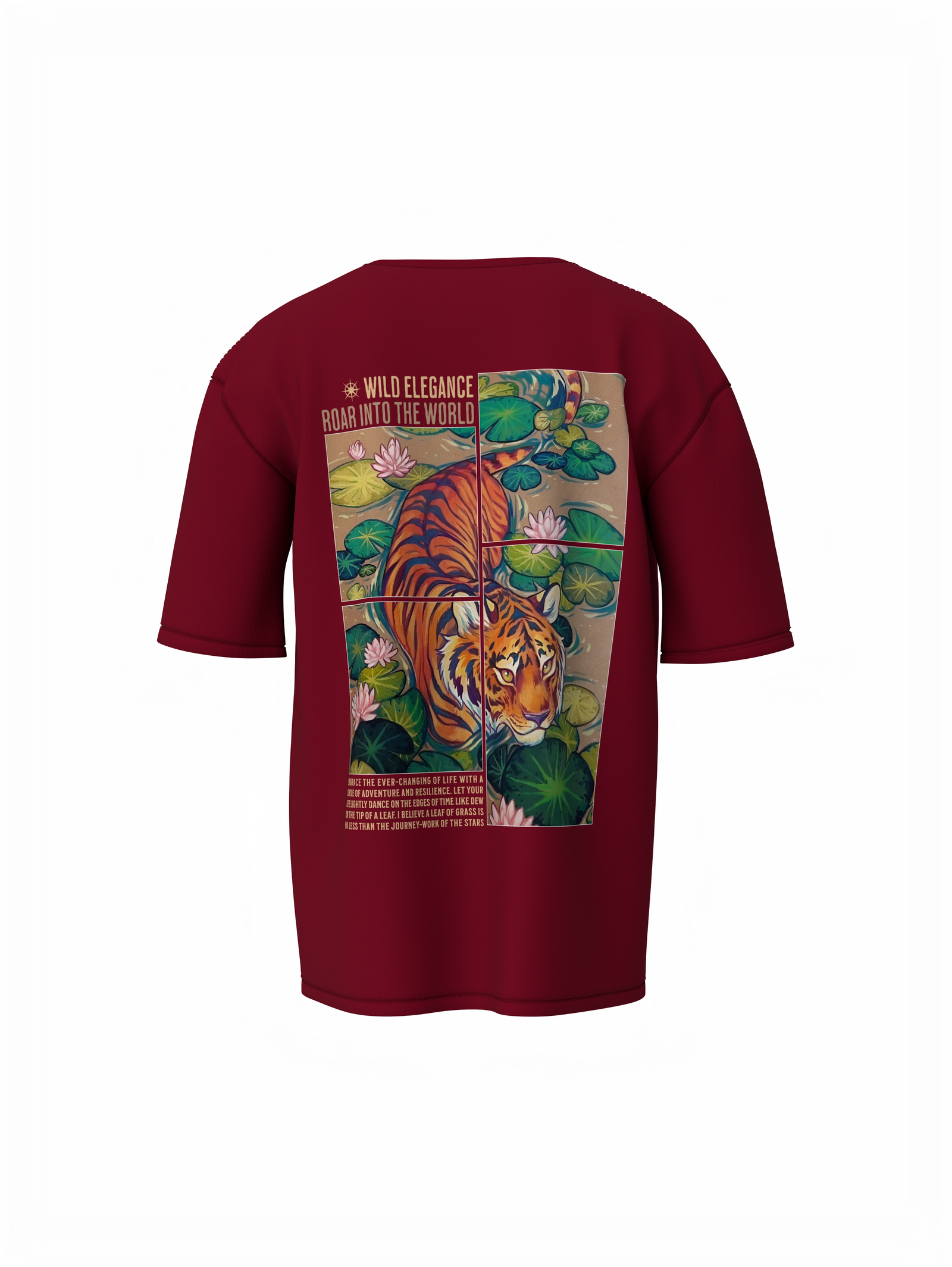 Dive Into The Wild Unisex Maroon Oversized T-Shirt