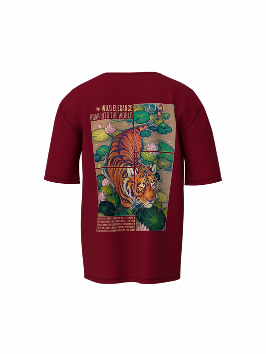 Dive Into The Wild Unisex Maroon Oversized T-Shirt
