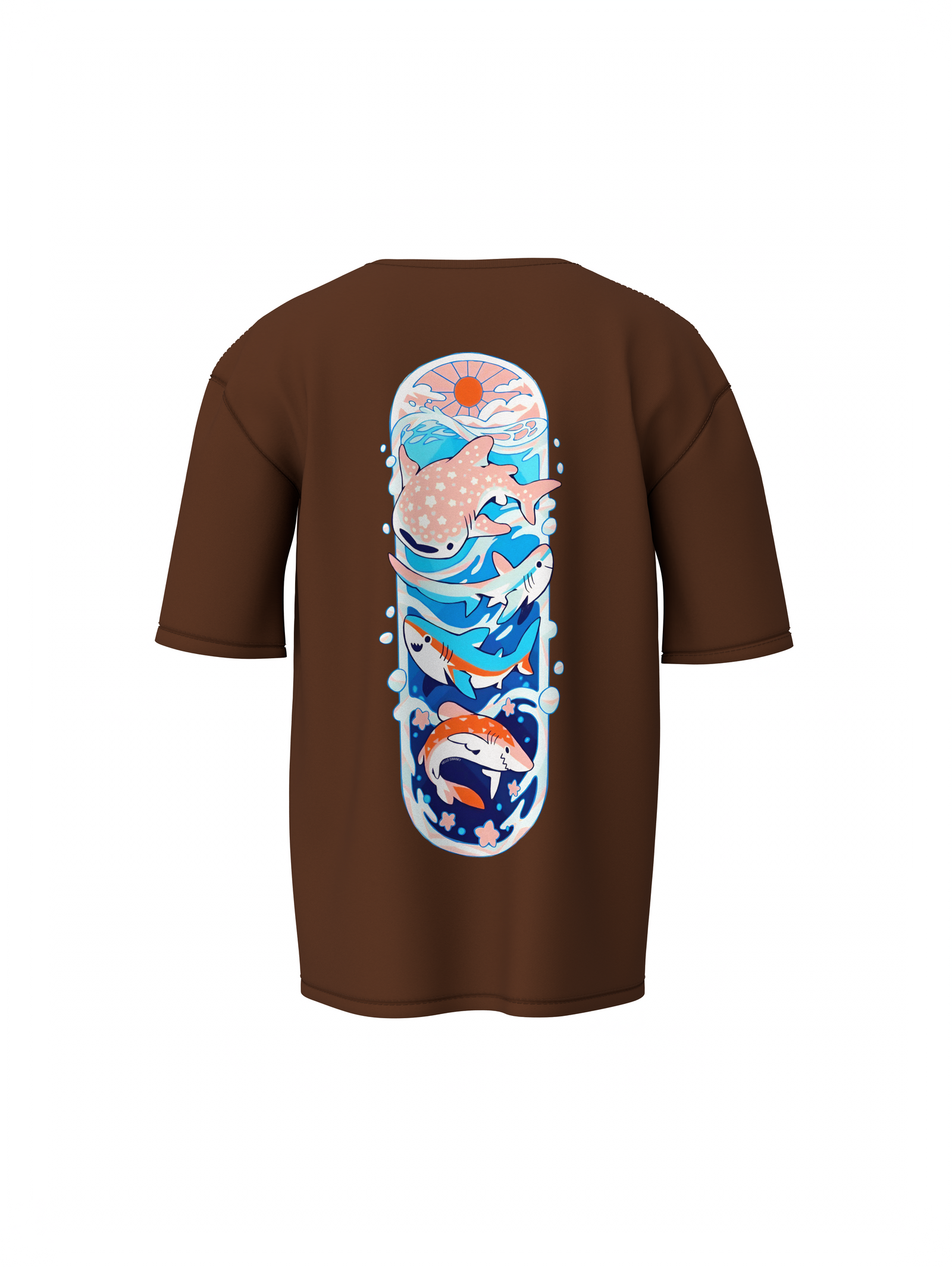 Fish Graphic Unisex Brown Oversized T-Shirt Cool Streetwear