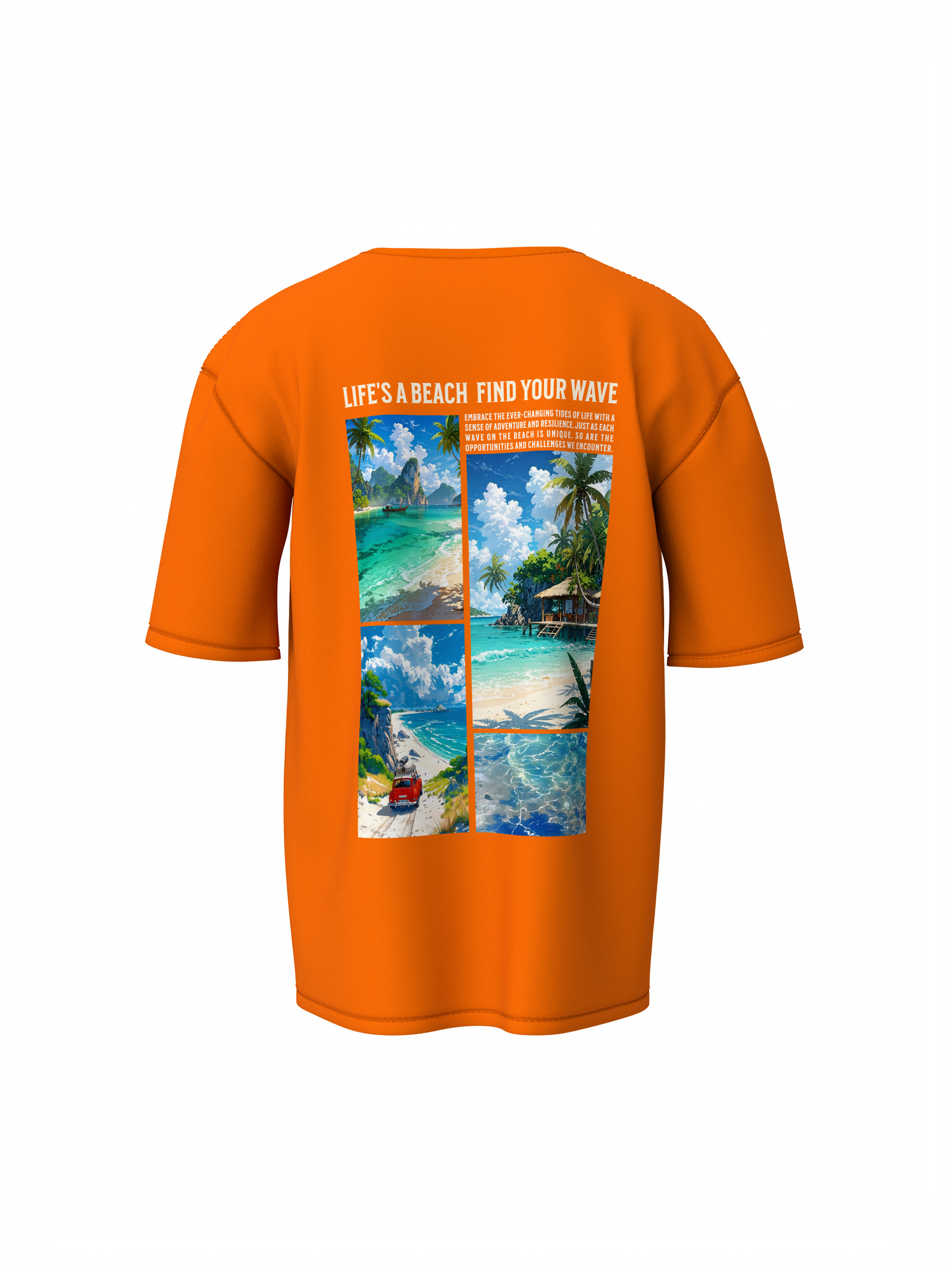Beach & Waves Unisex Orange Oversized T-Shirt Trendy Outfit
