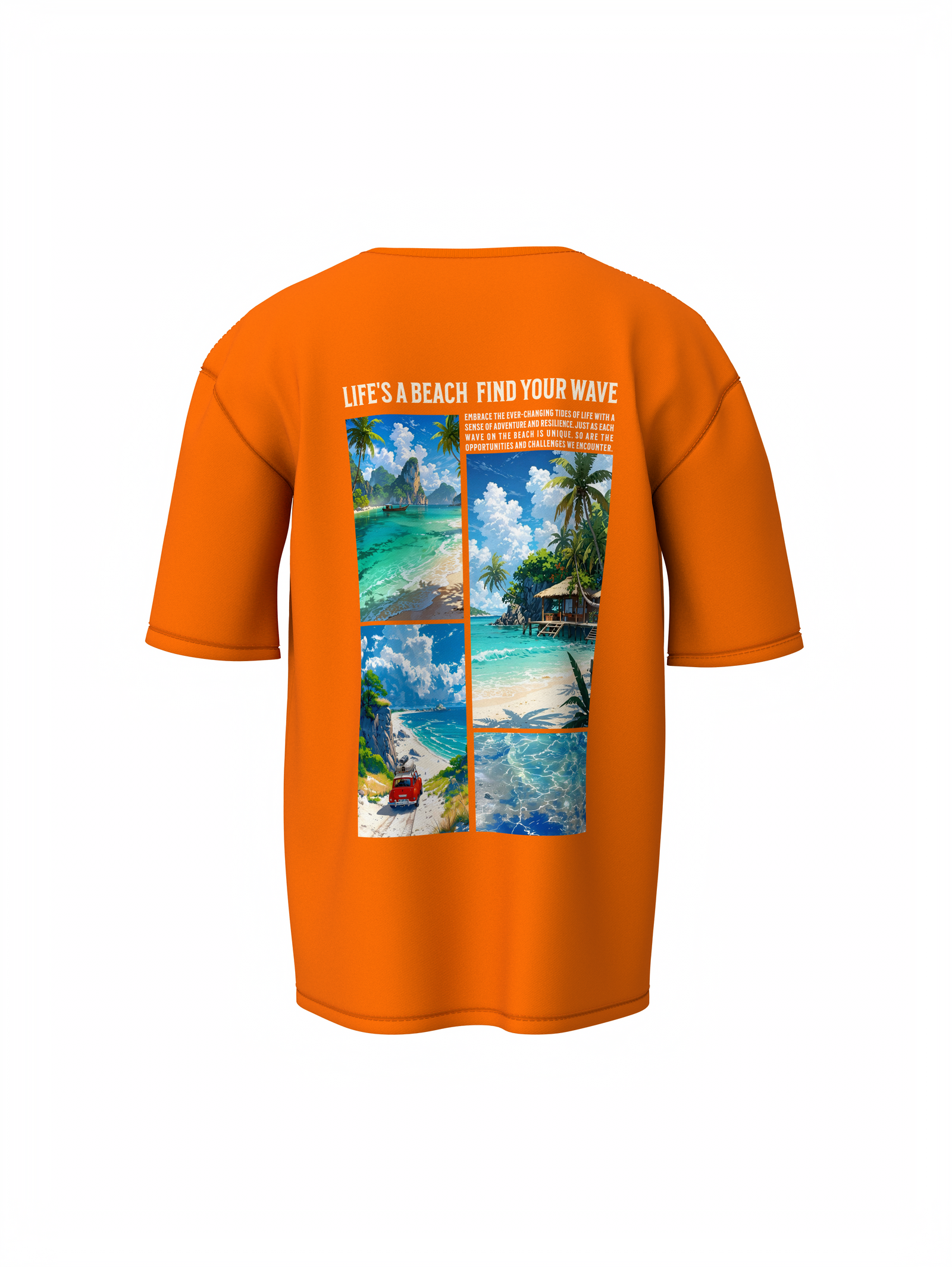 Beach & Waves Unisex Orange Oversized T-Shirt Trendy Outfit