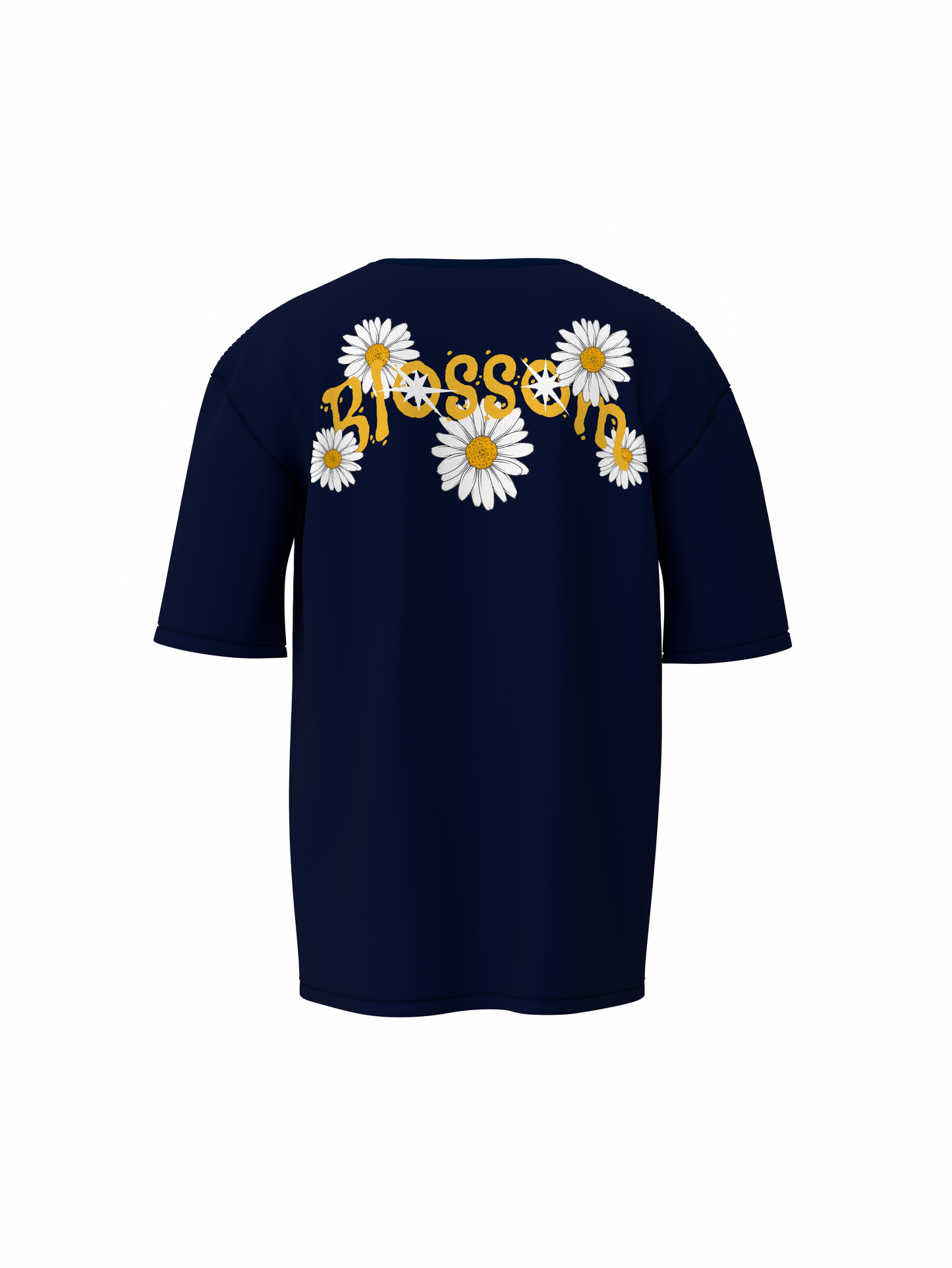 Blossom Flower Unisex Dark Blue Oversized T-Shirt Trendy Tee