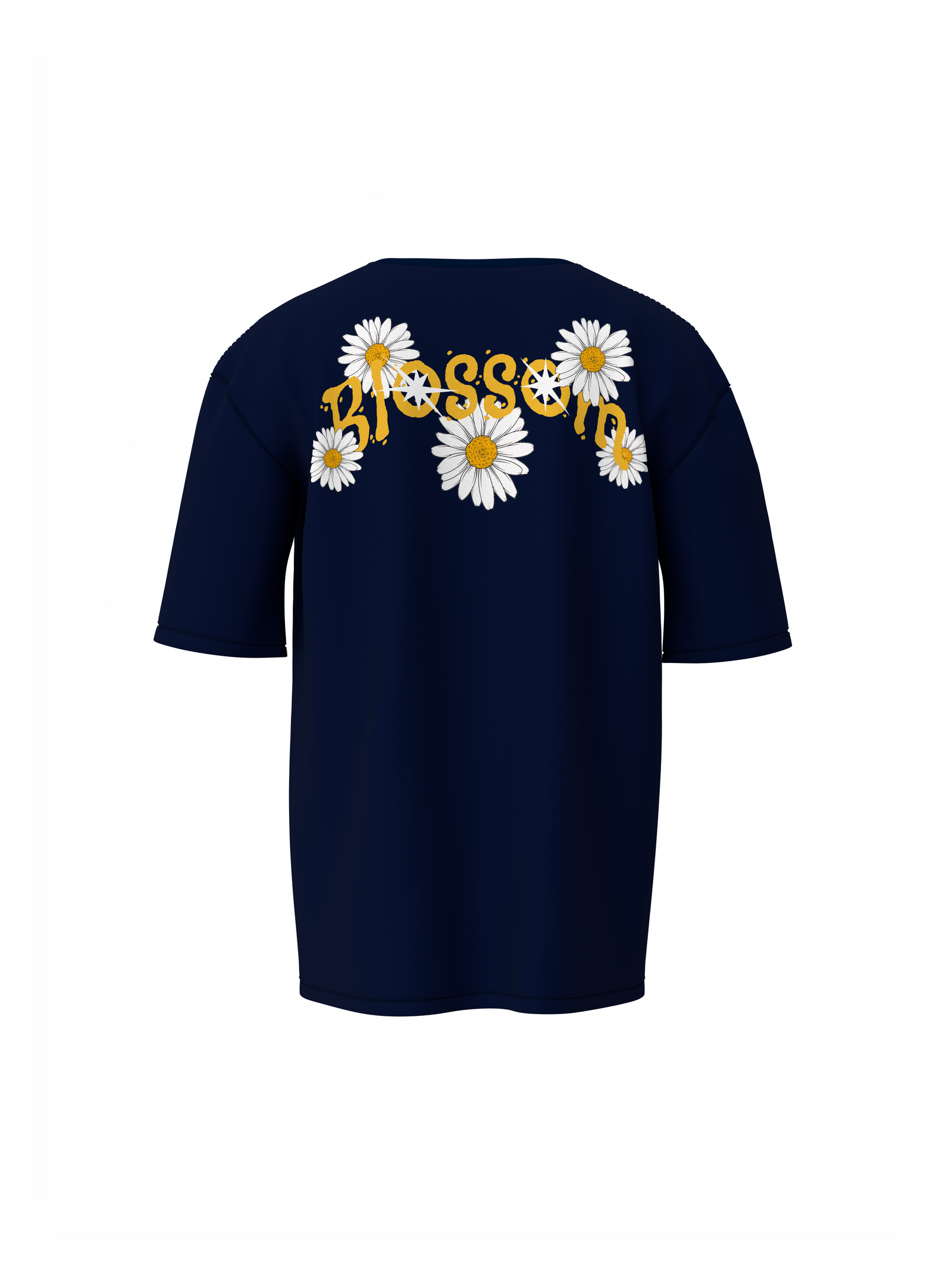 Blossom Flower Unisex Dark Blue Oversized T-Shirt Trendy Tee