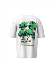 Earth Life Unisex White Oversized T-Shirt