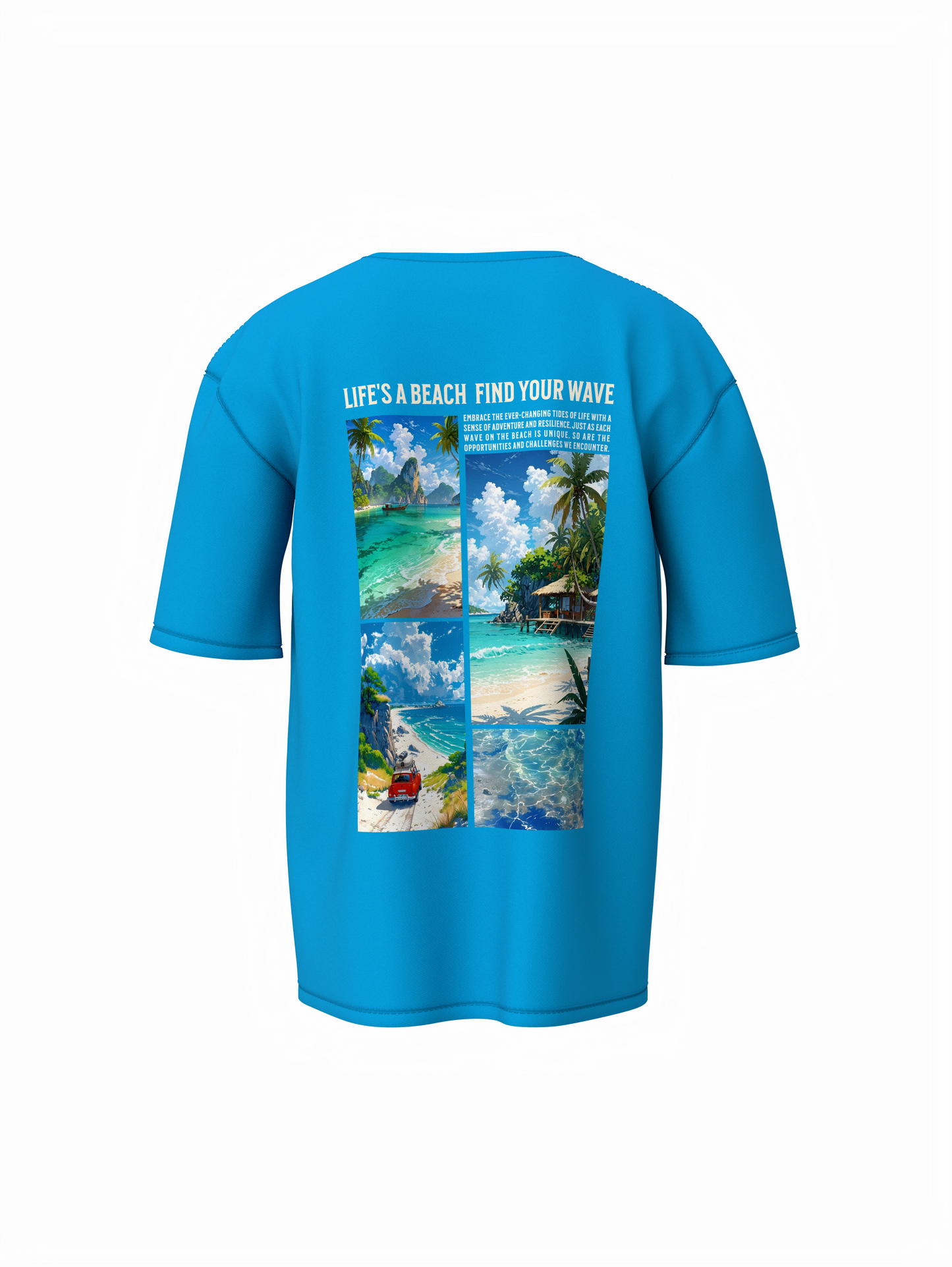 Beach & Waves Unisex Sky Blue Oversized T-Shirt Trendy Outfit