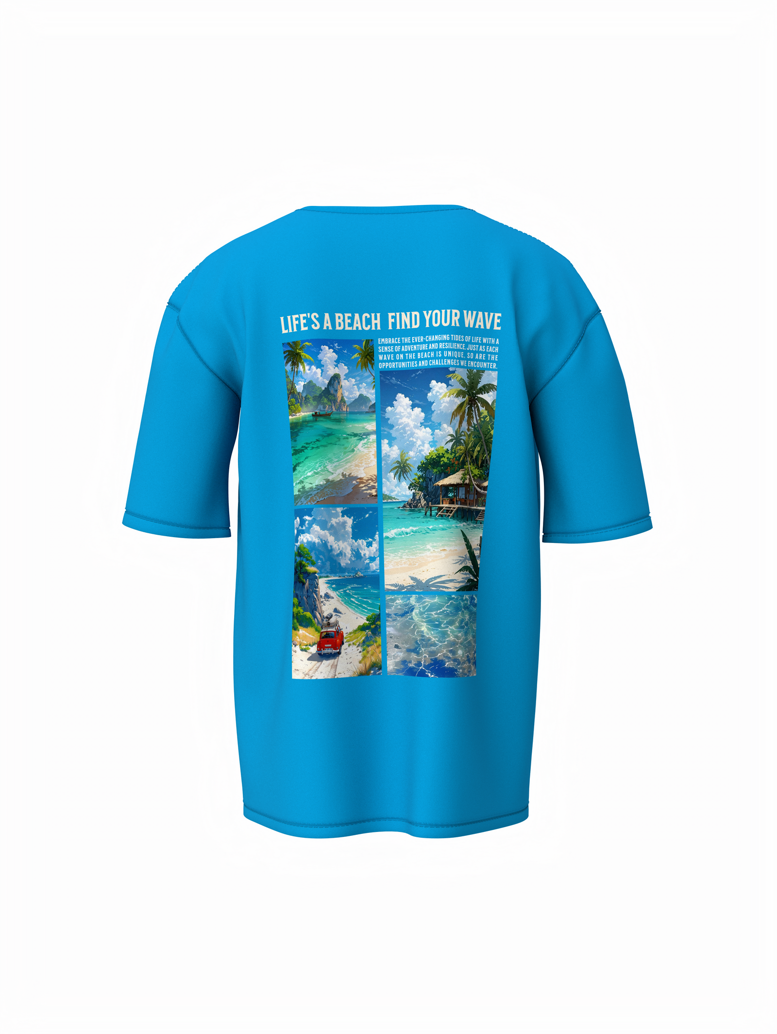 Beach & Waves Unisex Sky Blue Oversized T-Shirt Trendy Outfit