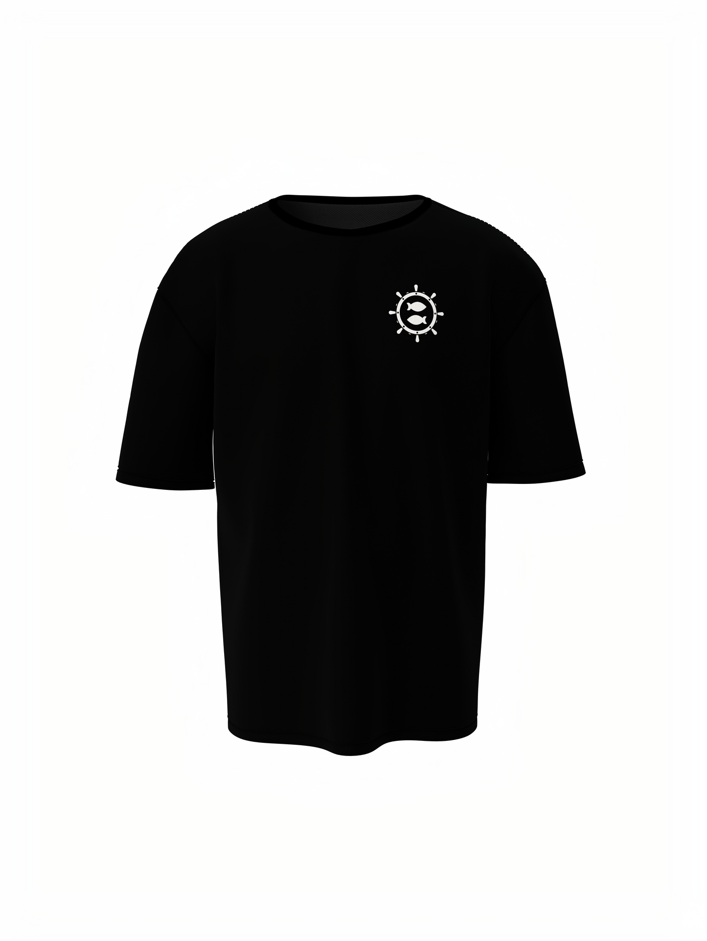 Fish Graphic Unisex Black Oversized T-Shirt Cool Streetwear