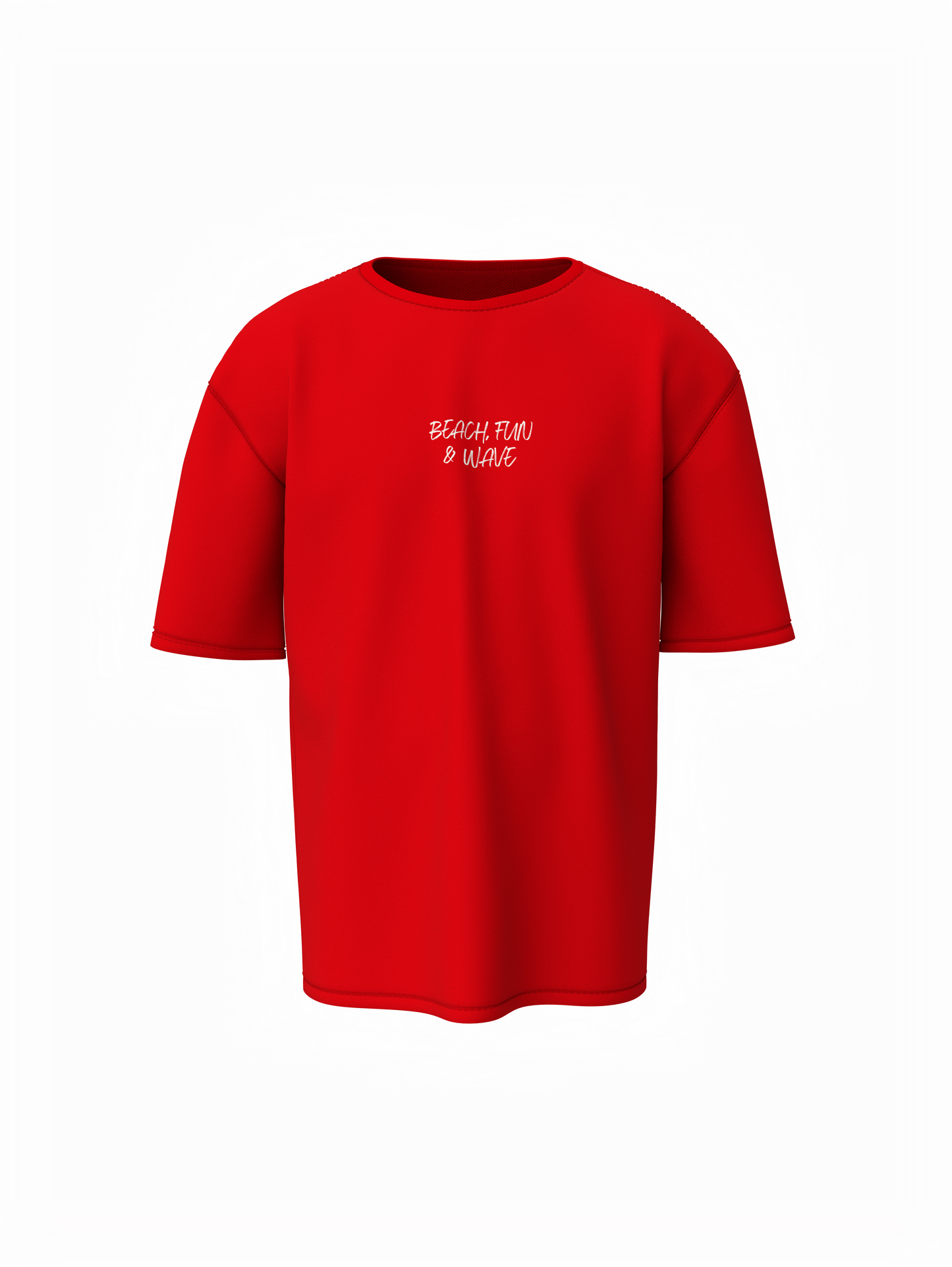 Beach & Waves Unisex Red Oversized T-Shirt Comfortable Wear