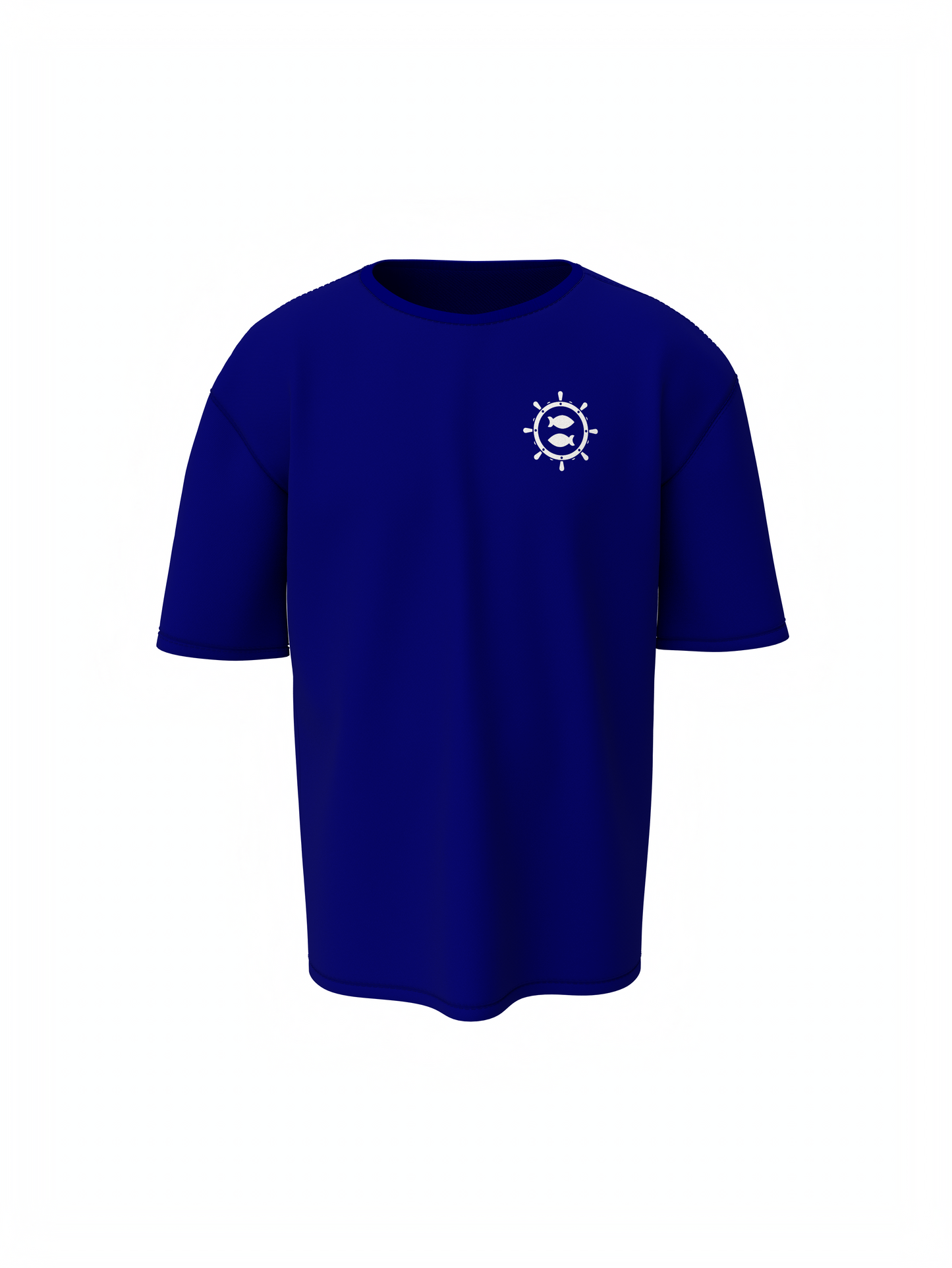 Fish Graphic Unisex Blue Oversized T-Shirt Street Style