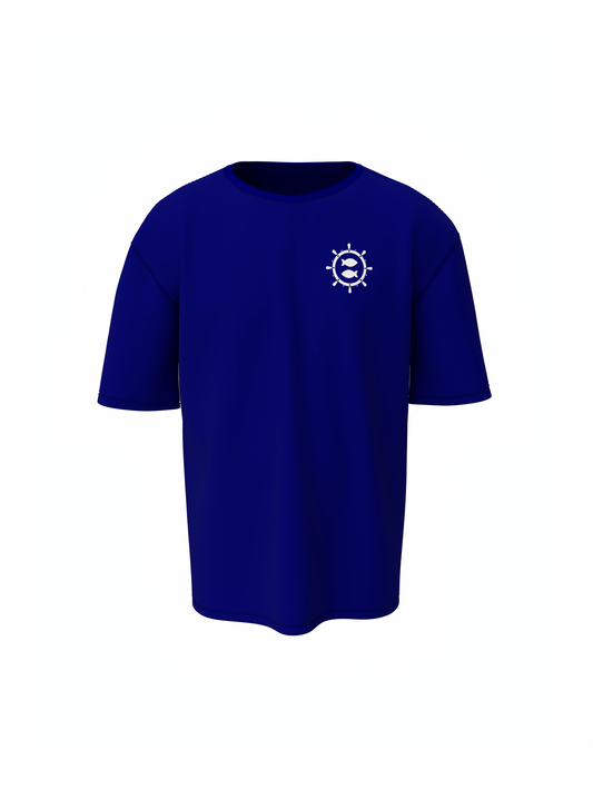 Fish Graphic Unisex Blue Oversized T-Shirt Street Style