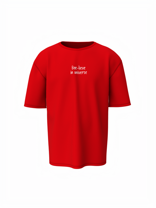 Bee-Lieve Unisex Red Oversized T-Shirt Fashionable Everyday