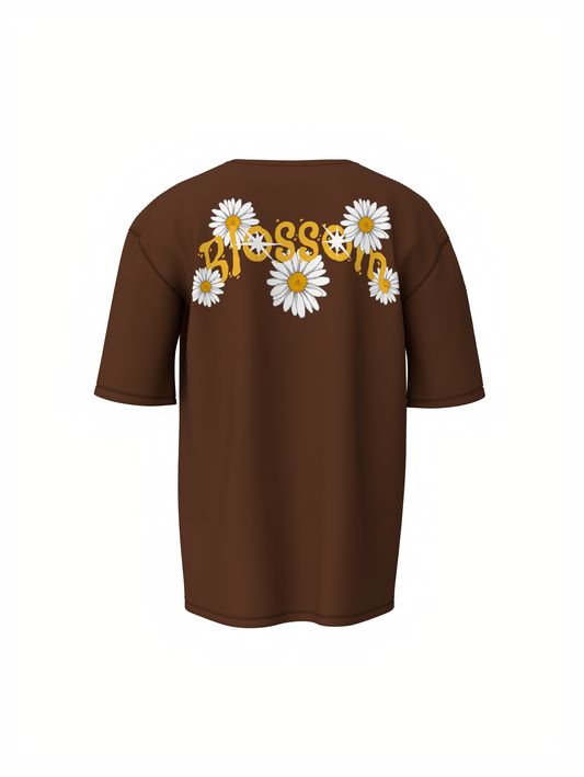Blossom Flower Unisex Brown Oversized T-Shirt Casual Wear