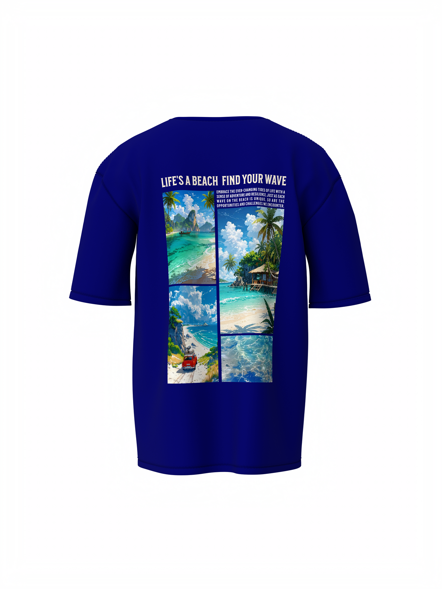Beach & Waves Unisex Blue Oversized T-Shirt Trendy Outfit