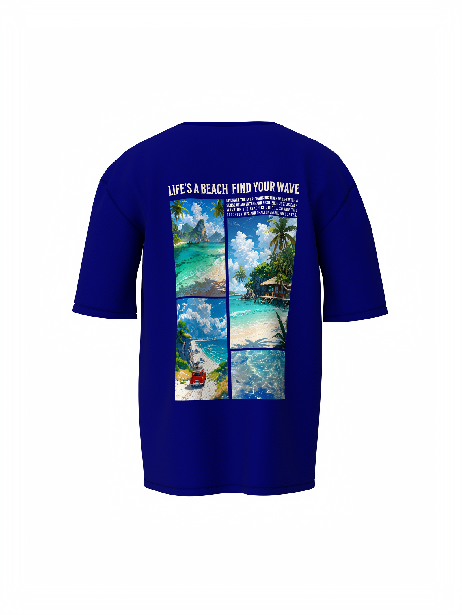 Beach & Waves Unisex Blue Oversized T-Shirt Trendy Outfit