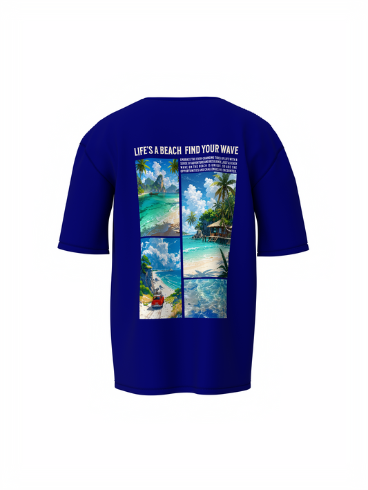 Beach & Waves Unisex Blue Oversized T-Shirt Trendy Outfit