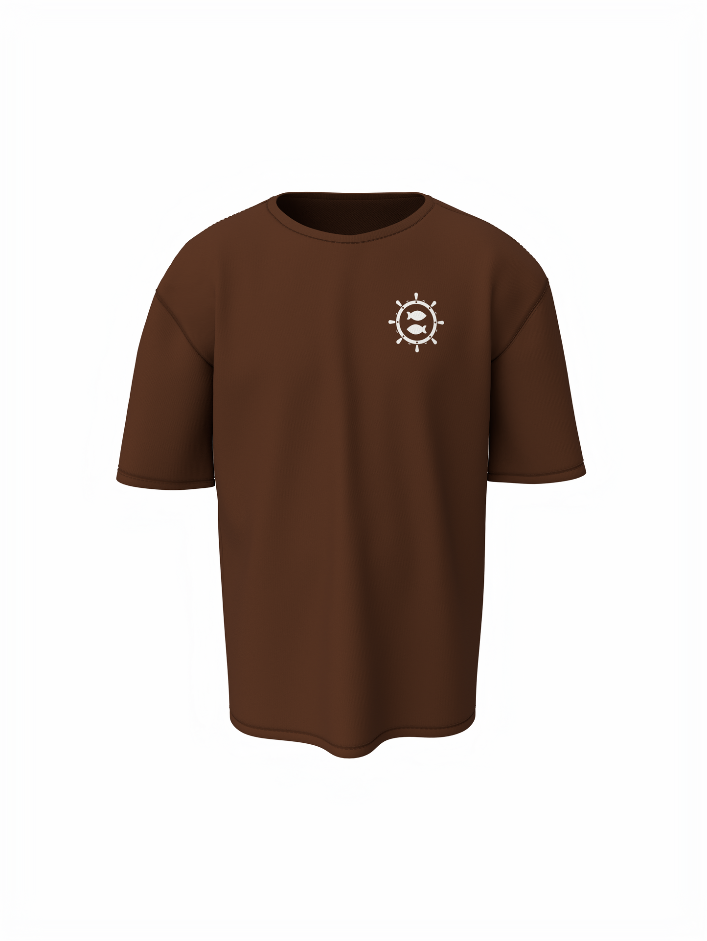Fish Graphic Unisex Brown Oversized T-Shirt Cool Streetwear