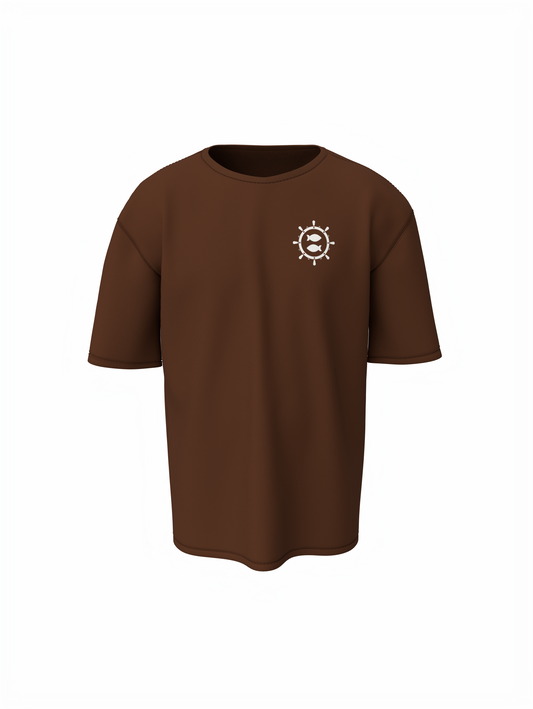 Fish Graphic Unisex Brown Oversized T-Shirt Cool Streetwear