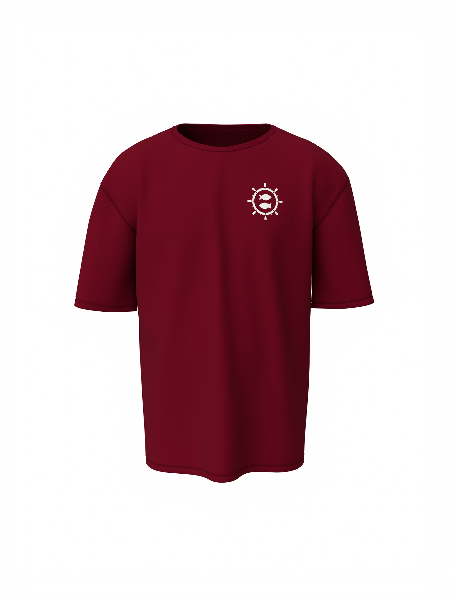 Fish Graphic Unisex Maroon Oversized T-Shirt Streetwear