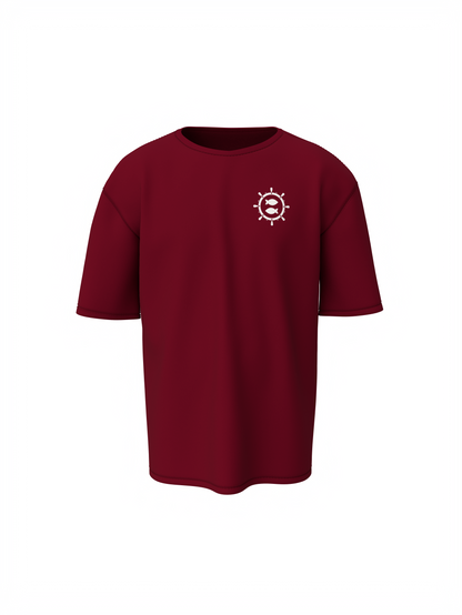 Fish Graphic Unisex Maroon Oversized T-Shirt Streetwear