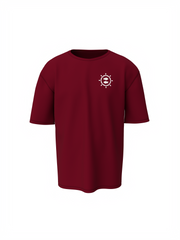 Fish Graphic Unisex Maroon Oversized T-Shirt