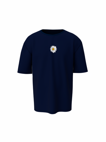 Blossom Flower Unisex Dark Blue Oversized T-Shirt Trendy Tee
