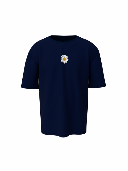 Blossom Flower Unisex Dark Blue Oversized T-Shirt Trendy Tee
