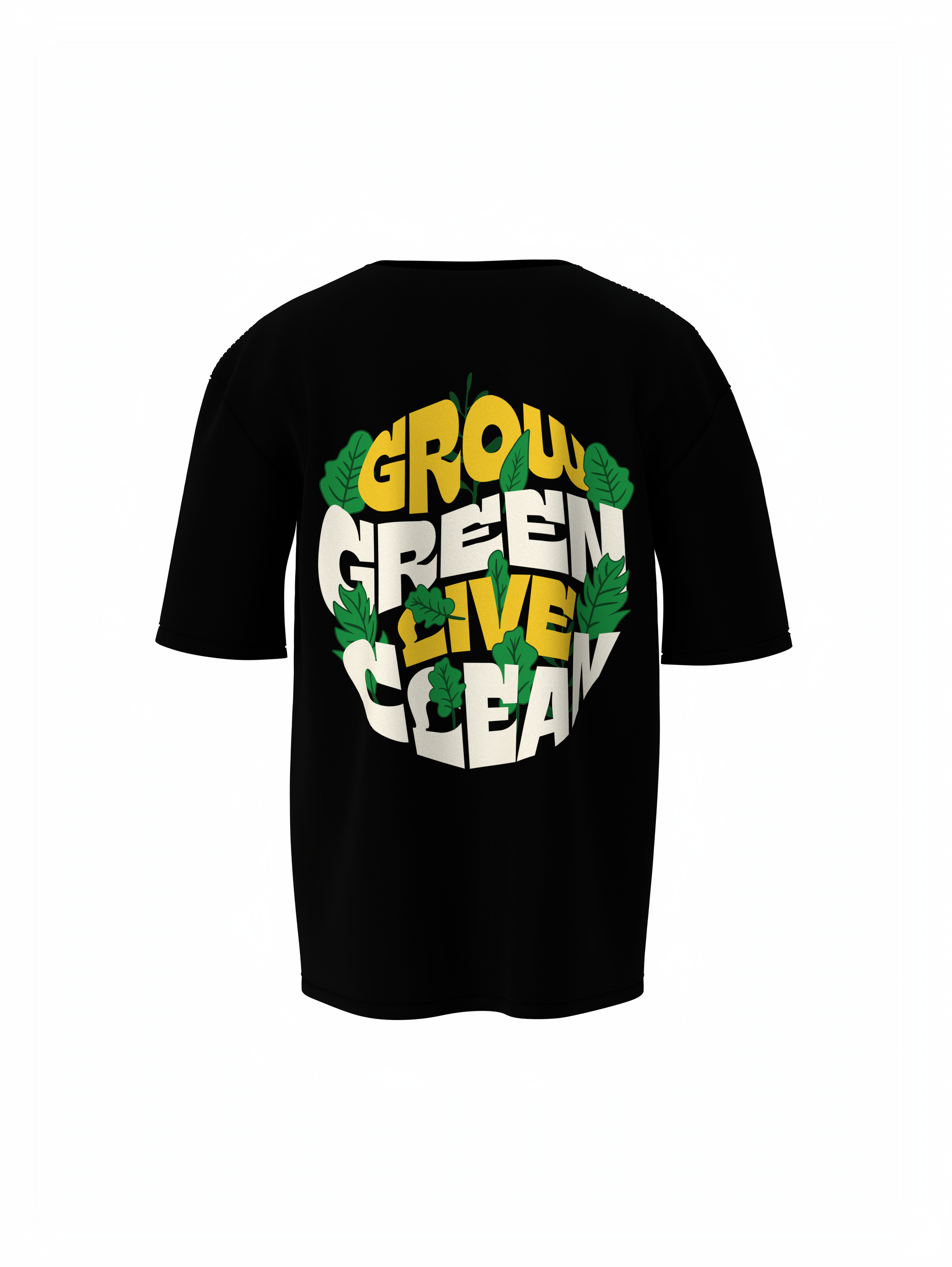 Grow Green Graphic Unisex Black Oversized T-Shirt