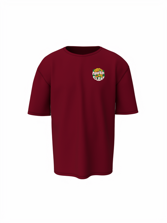 Grow Green Graphic Unisex Maroon Oversized T-Shirt Wear