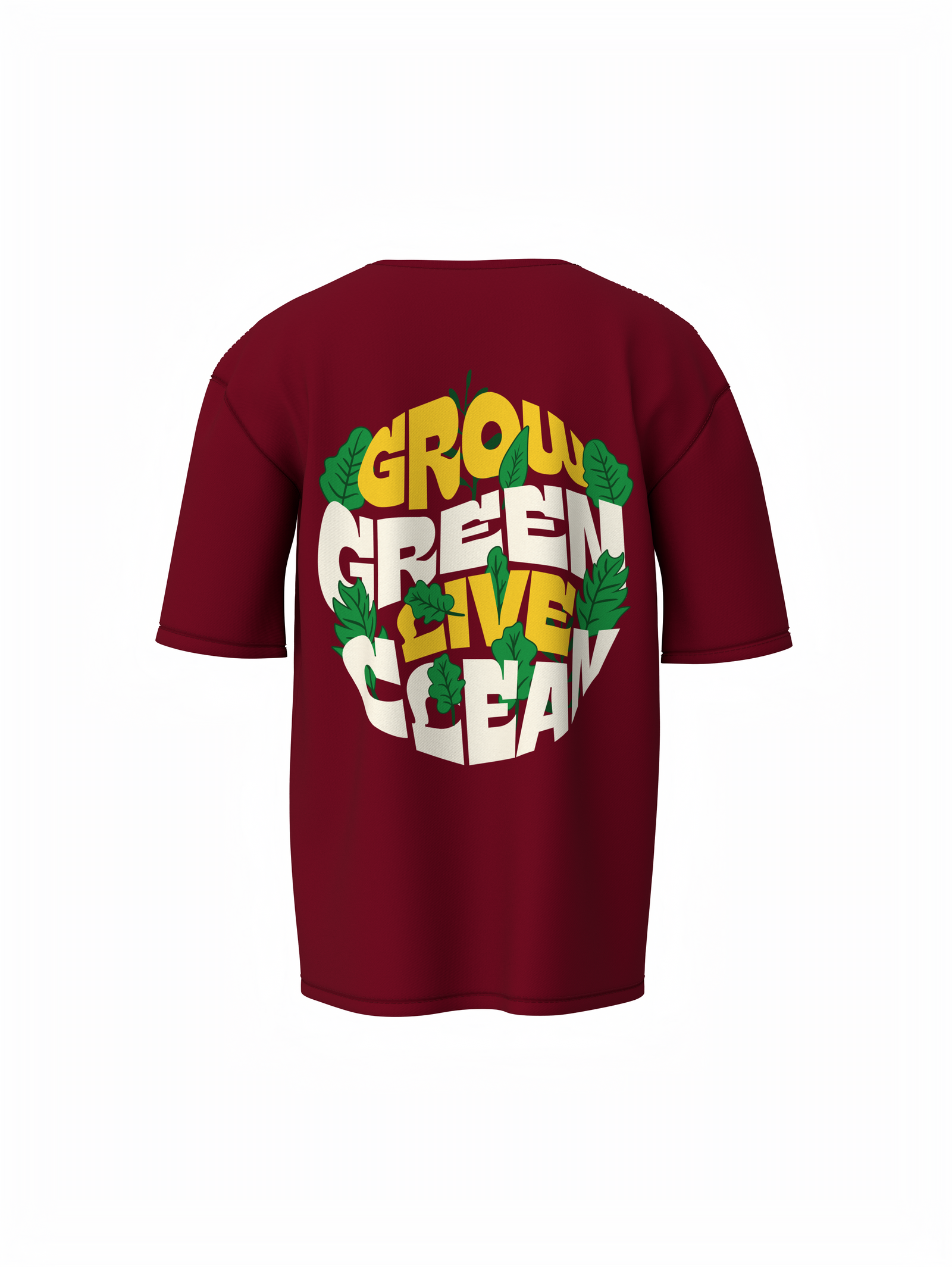 Grow Green Graphic Unisex Maroon Oversized T-Shirt Wear