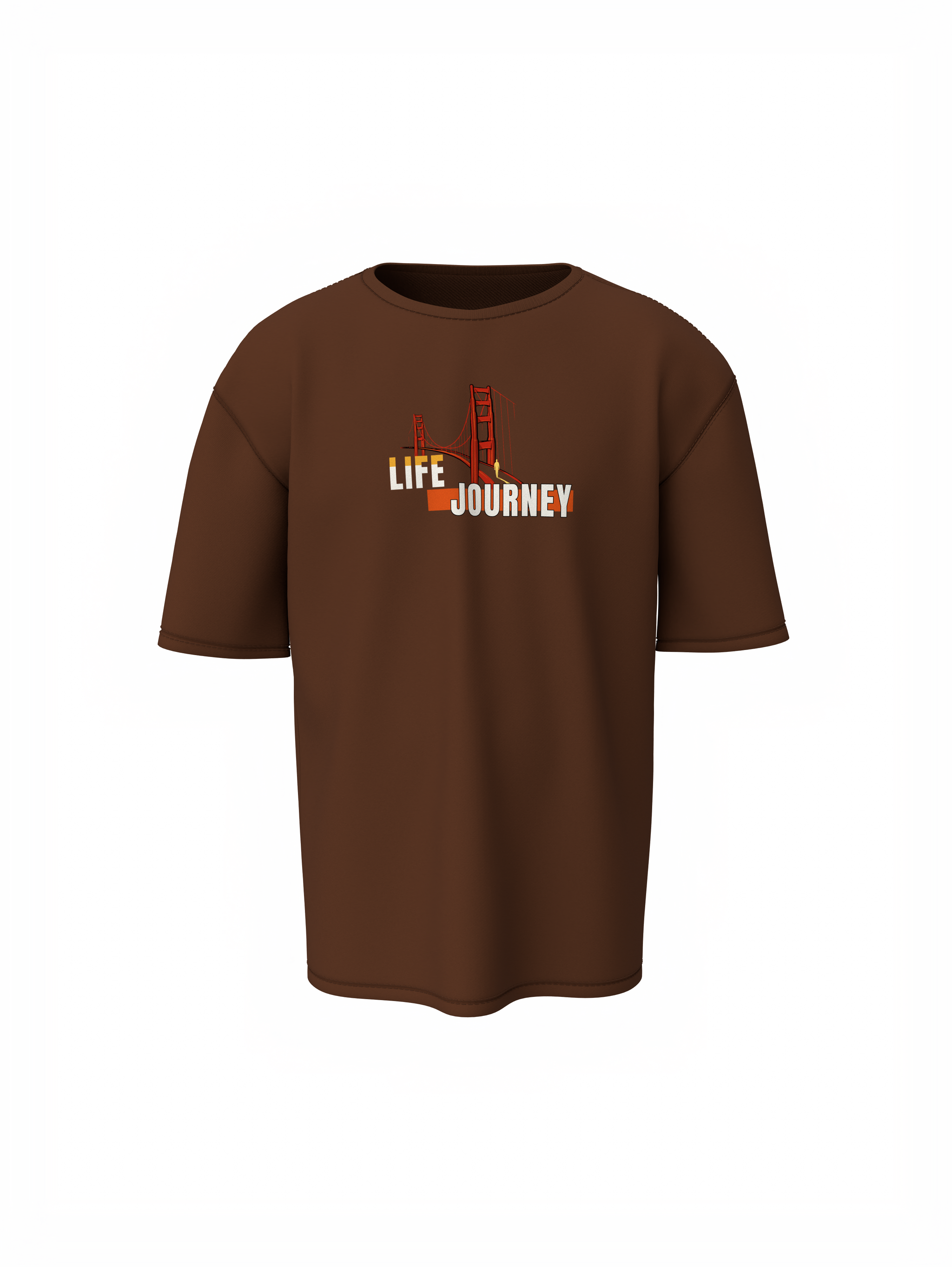 Origin Journey Graphic Unisex Brown Oversized T-Shirt