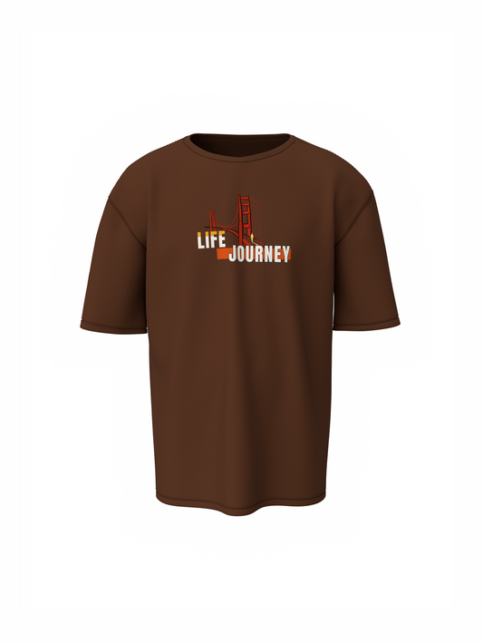Origin Journey Graphic Unisex Brown Oversized T-Shirt