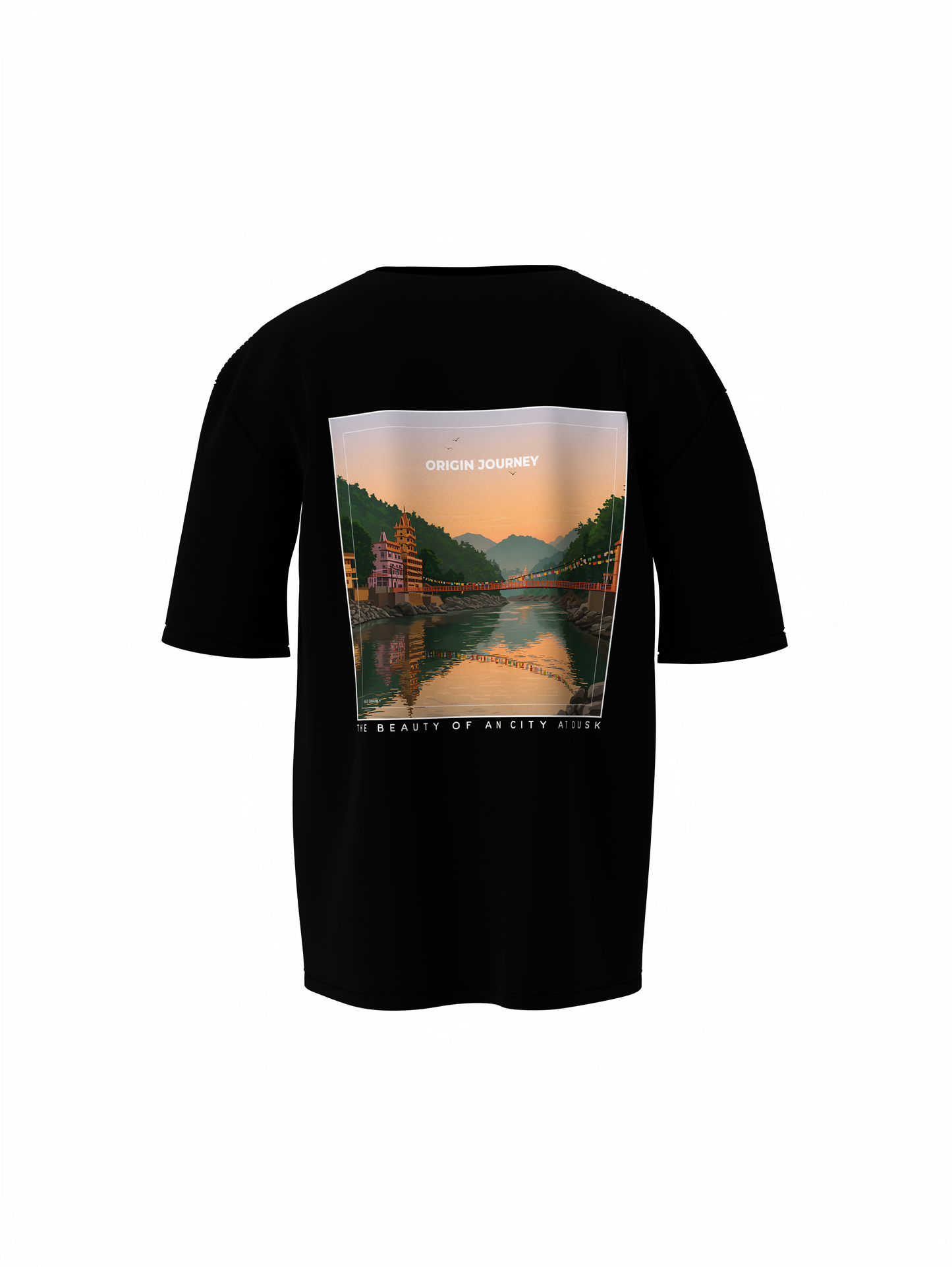 Origin Journey Graphic Unisex Black Oversized T-Shirt